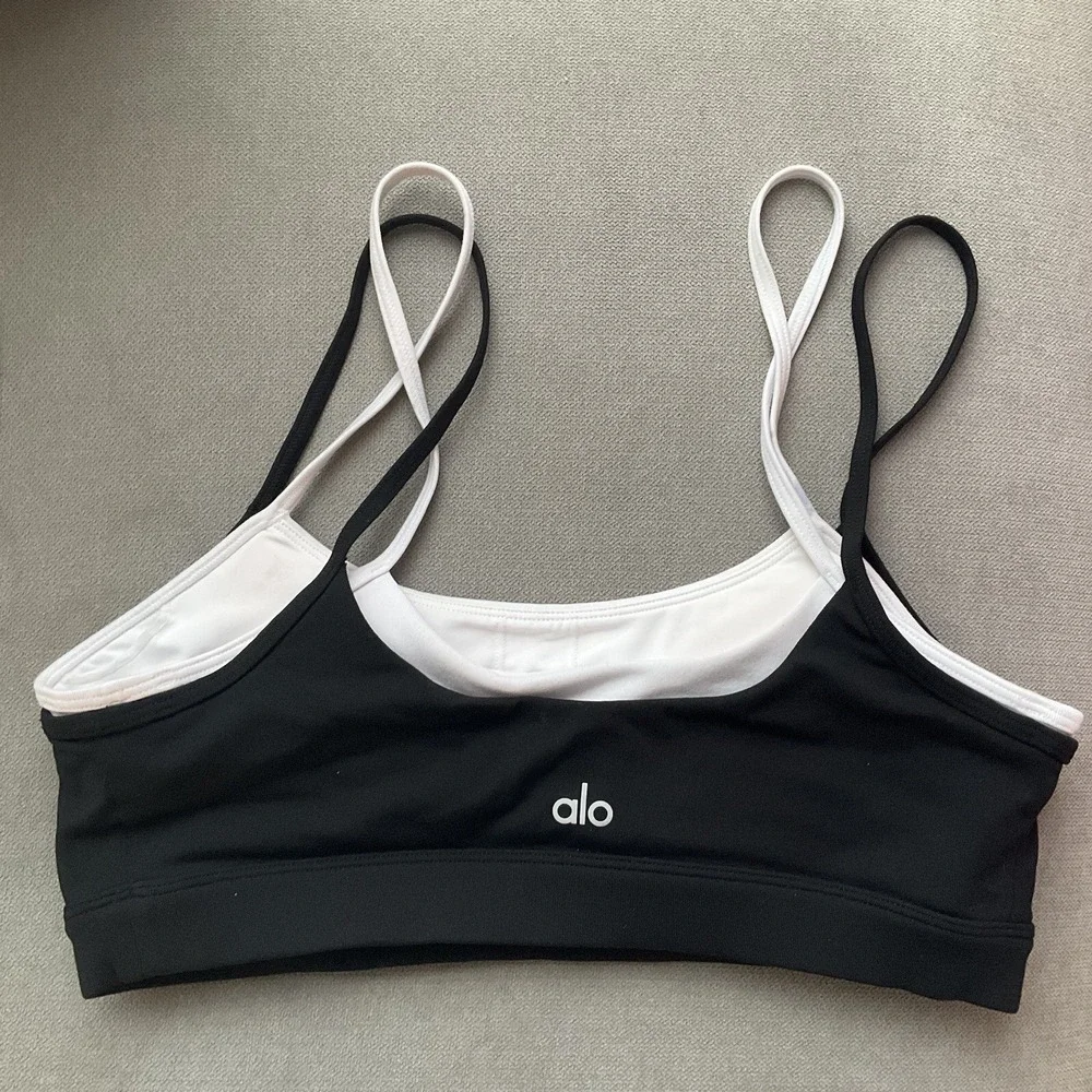 Alo Yoga Airbrush Double Up Bra Black/White M